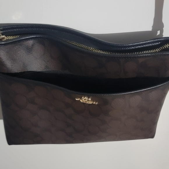 COACH Signature File Crossbody F29210 Brown /Black Coated Canvas Bag - Picture 6 of 11